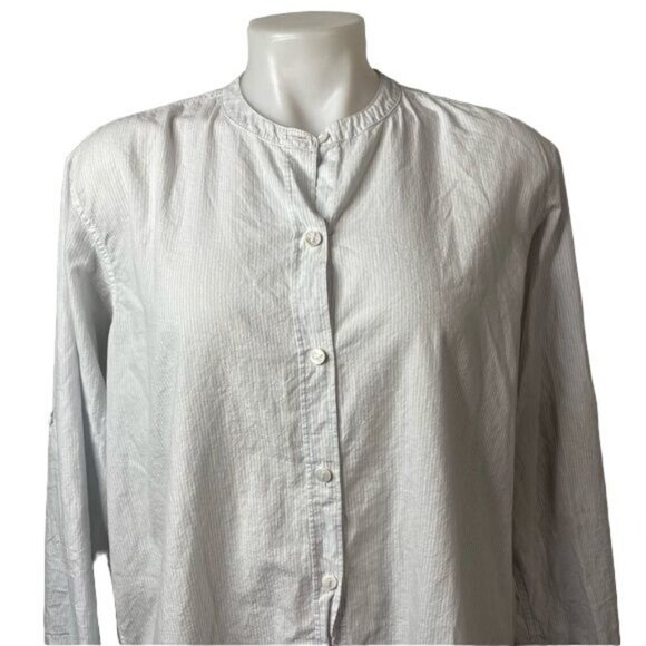 Pure DKNY Pin Striped White Button Down Boyfriend’s Shirt Dress Size M - Picture 4 of 12